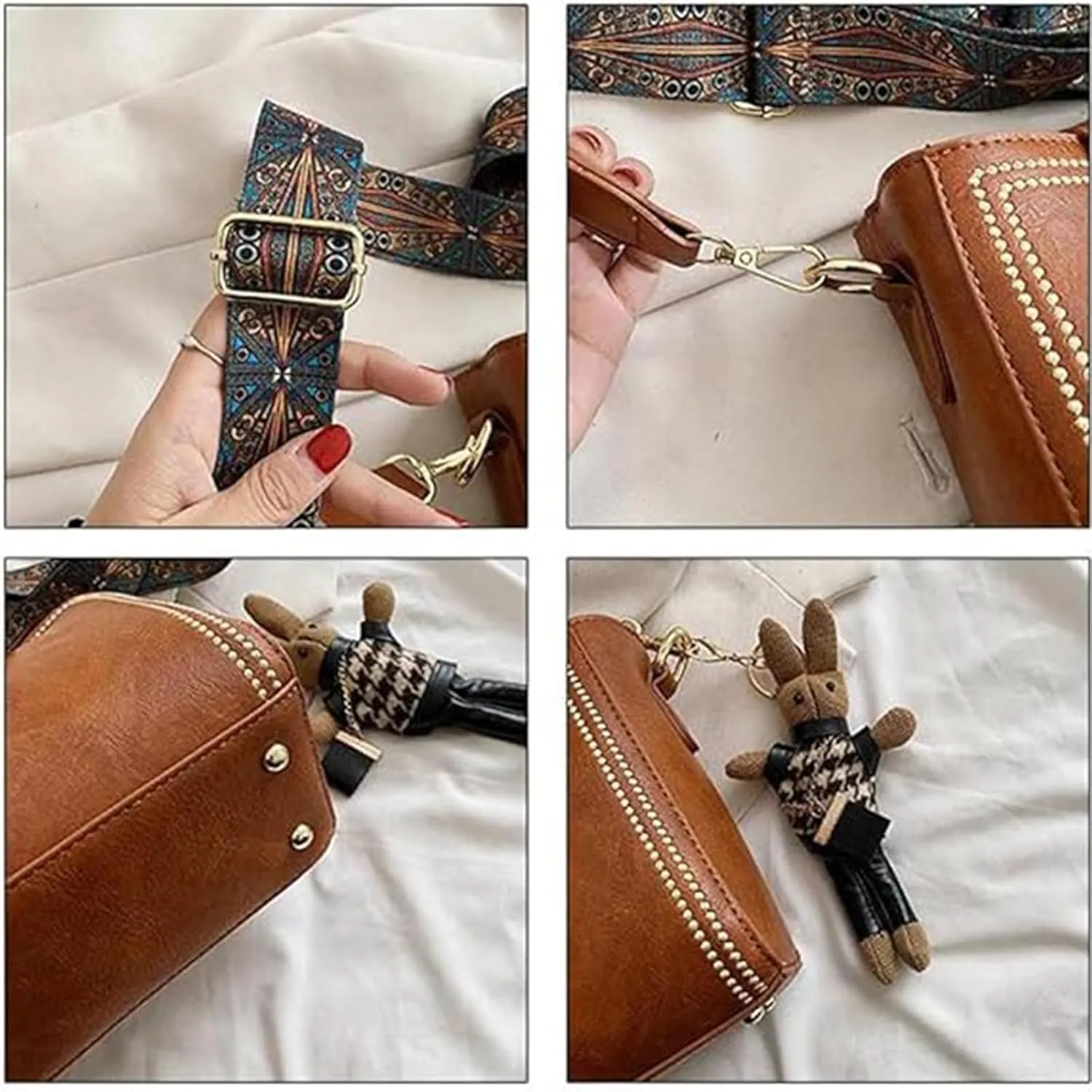 Bootara Bucket Bag, women's vintage bunny charm bucket bag, retro water buckets shoulder crossbody tote bags