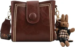Bootara Bucket Bag, women's vintage bunny charm bucket bag, retro water buckets shoulder crossbody tote bags