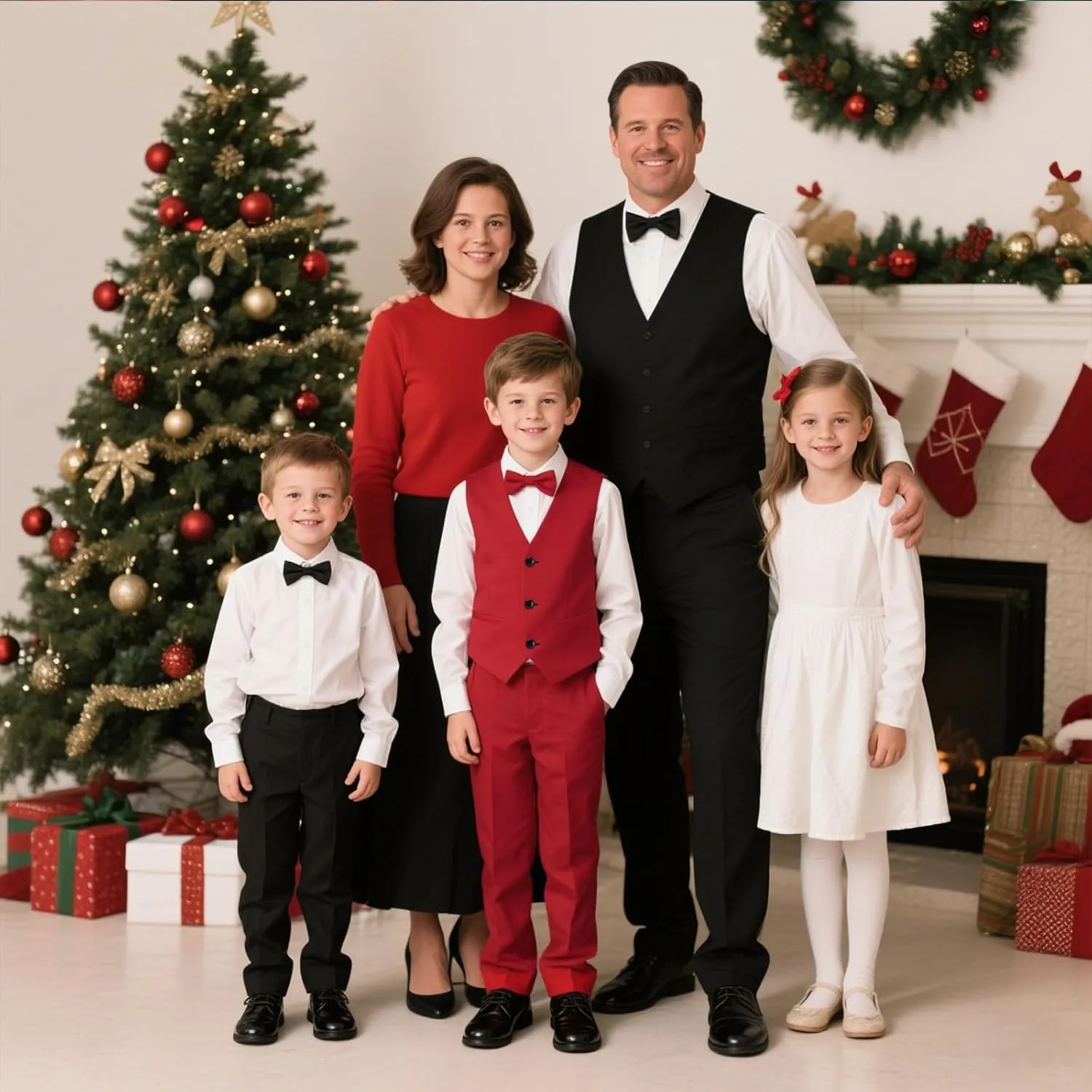 Boy Suits 2 Piece Slim Fit Formal Set with Vest Pants for Kids Wedding Ring Bearer Party Dresswear Outfit