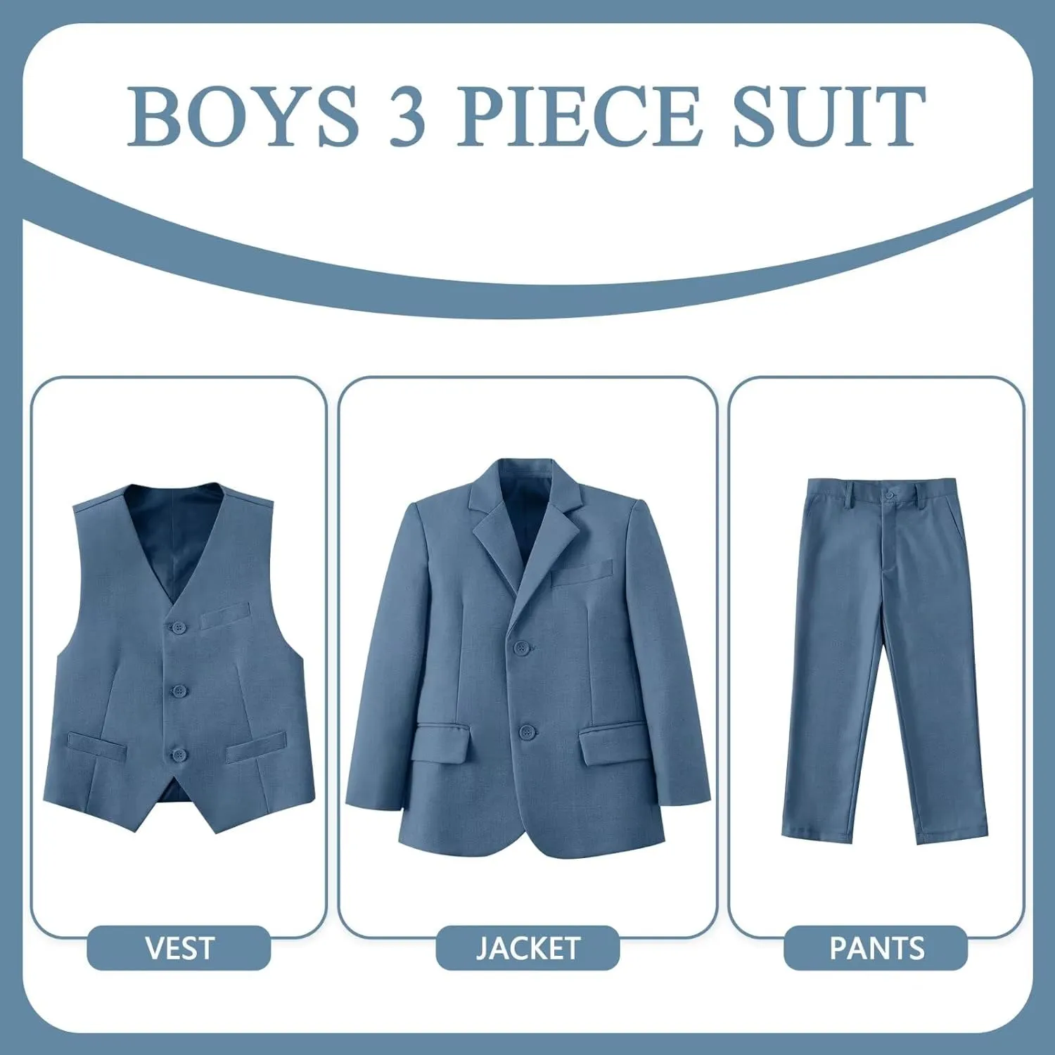 Boys Formal Suit Set Kids 3 Piece Suit Jacket Vest Pants Set Toddler Ring Bearer Outfit Wedding Prom Tuxedo Suits