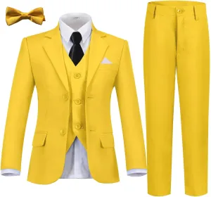 Boys Formal Suit Set Kids Tuxedo Suits for Boys Easter Wedding Outfit with Ties and Pocket Square