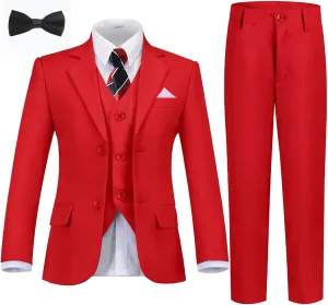 Boys Formal Suit Set Kids Tuxedo Suits for Boys Easter Wedding Outfit with Ties and Pocket Square