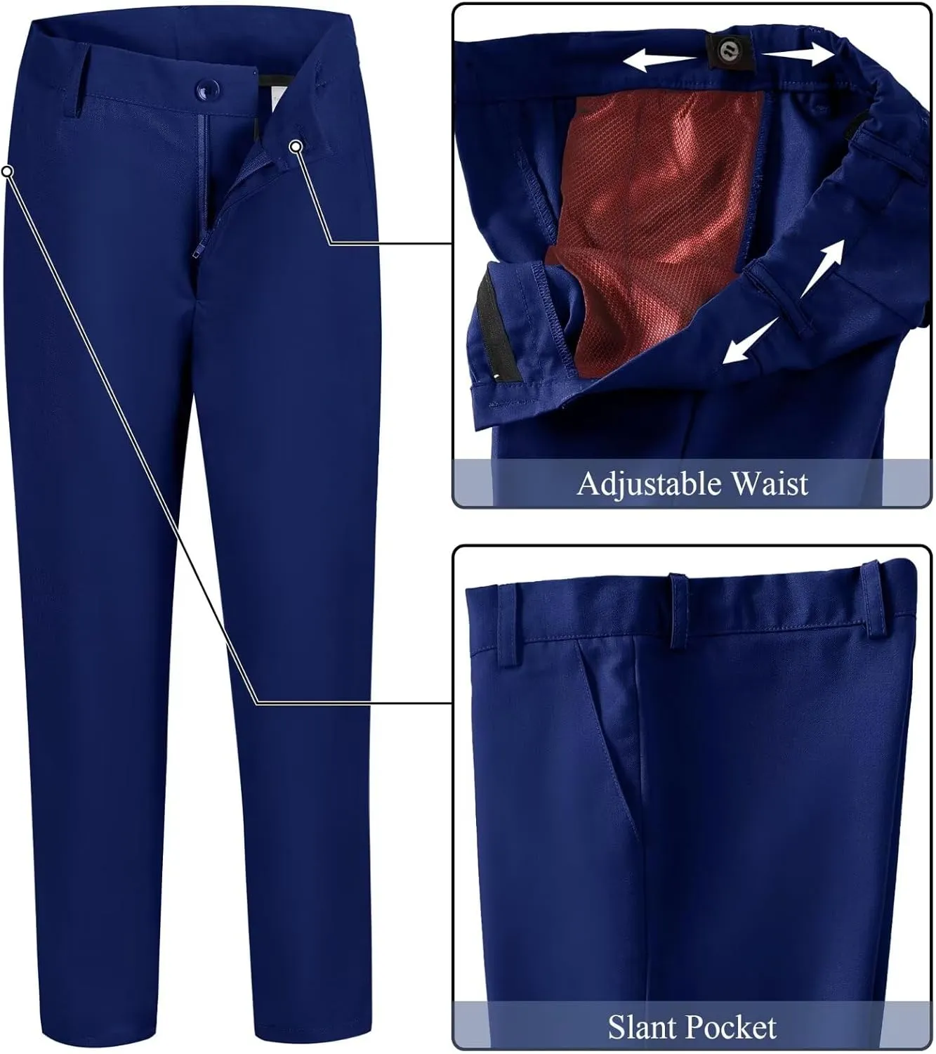 Boy's Suit Formal Slim Fit 5 Pieces Suit Set Blazer Vest Pants with Adjustable Waist Shirt with Tie