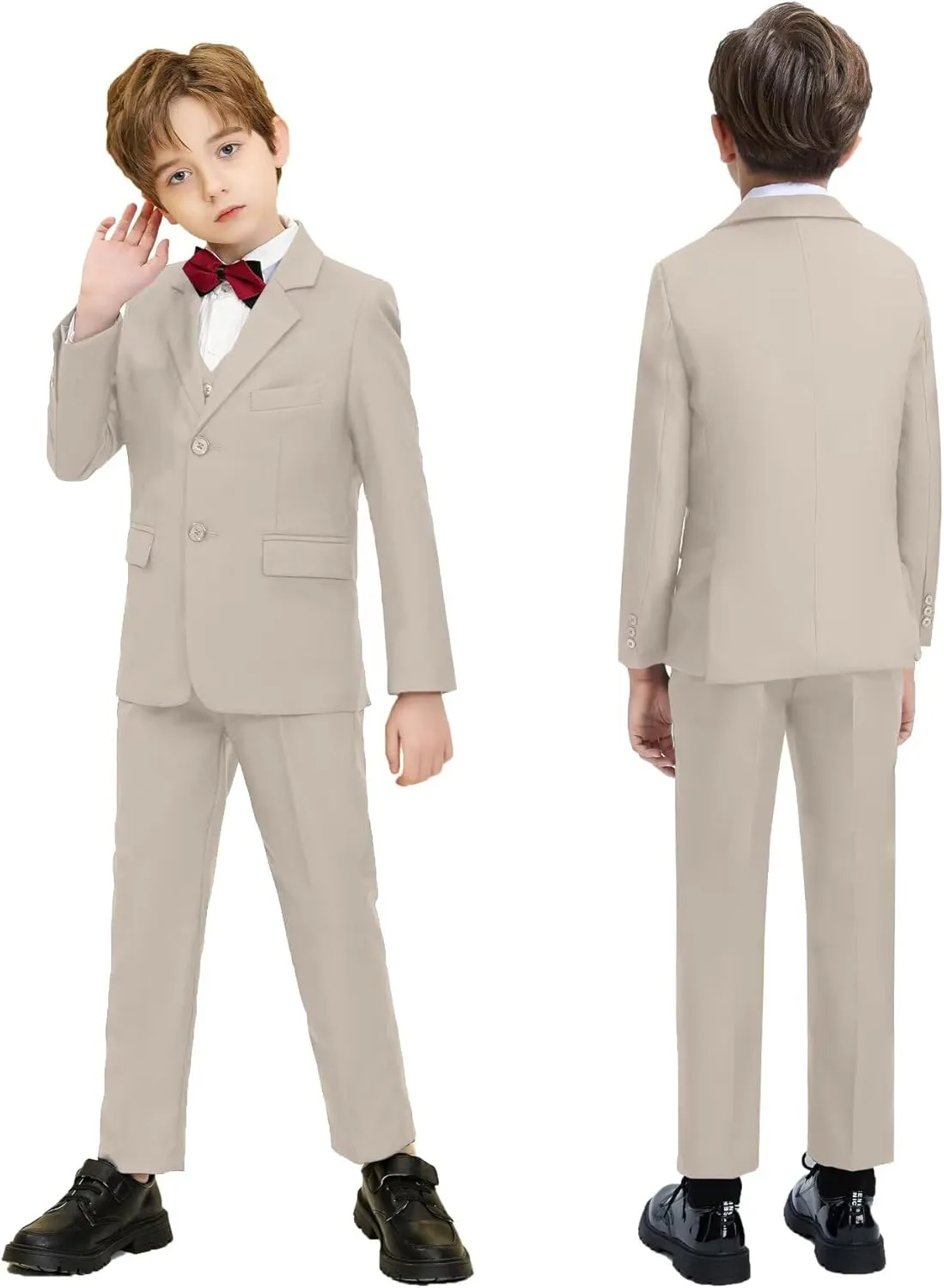 Boys Suit Set Slim Fit Kids Formal Suits Toddler Tuxedo Wedding Prom Classic Suits for Boy Teen Black Blue Dress Outfit