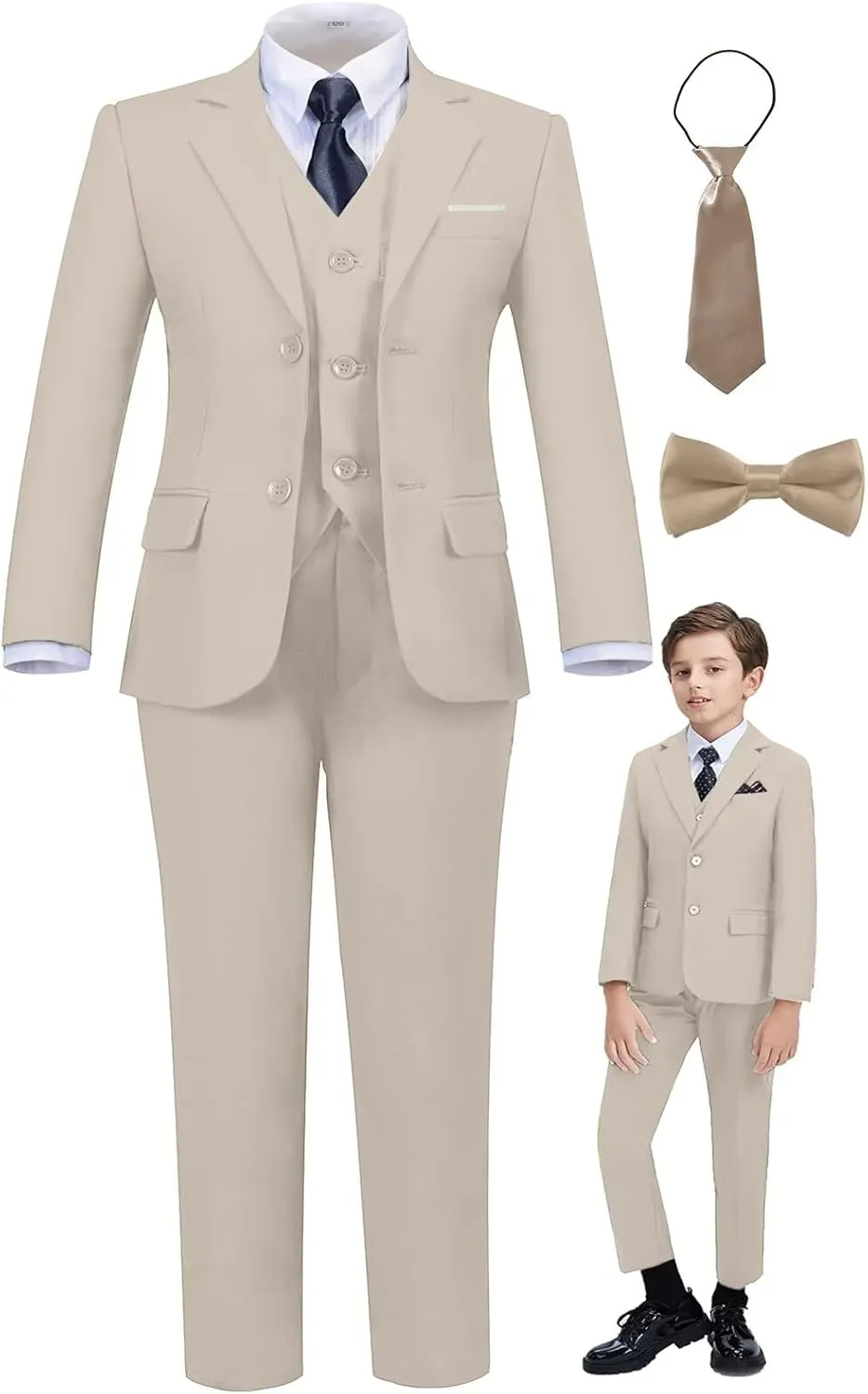 Boys Suit Set Slim Fit Kids Formal Suits Toddler Tuxedo Wedding Prom Classic Suits for Boy Teen Black Blue Dress Outfit