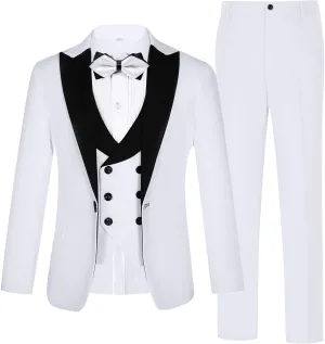 Boys Suits Slim Fit 5 Piece Toddler Tuxedo Suit Set for Teen Boy Formal Dress Clothes Peaked Lapel Kids Wedding Outfit