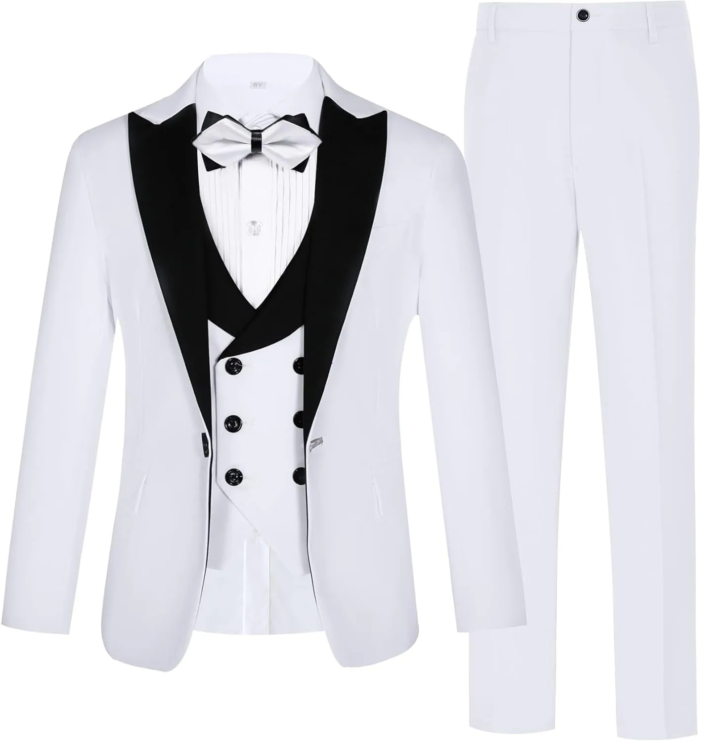 Boys Suits Slim Fit 5 Piece Toddler Tuxedo Suit Set for Teen Boy Formal Dress Clothes Peaked Lapel Kids Wedding Outfit