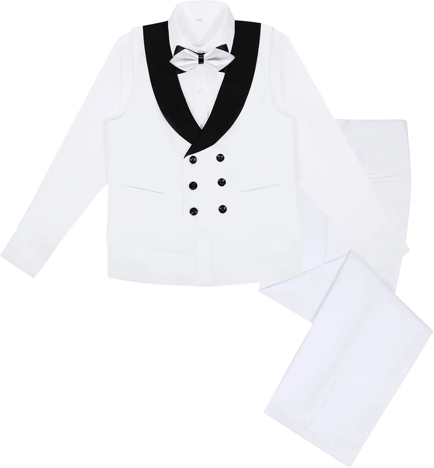 Boys Suits Slim Fit 5 Piece Toddler Tuxedo Suit Set for Teen Boy Formal Dress Clothes Peaked Lapel Kids Wedding Outfit