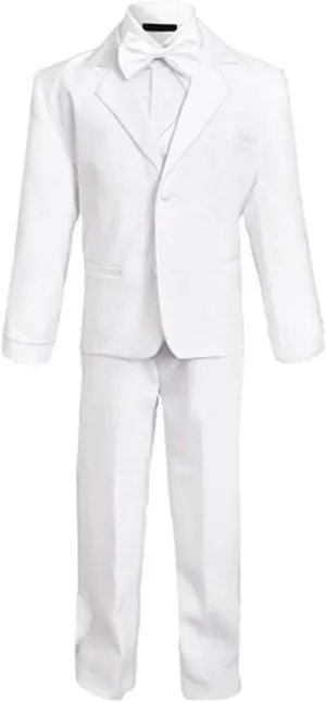 Boys Tuxedo with Vest, Shirt, and Bow Tie  Black or White