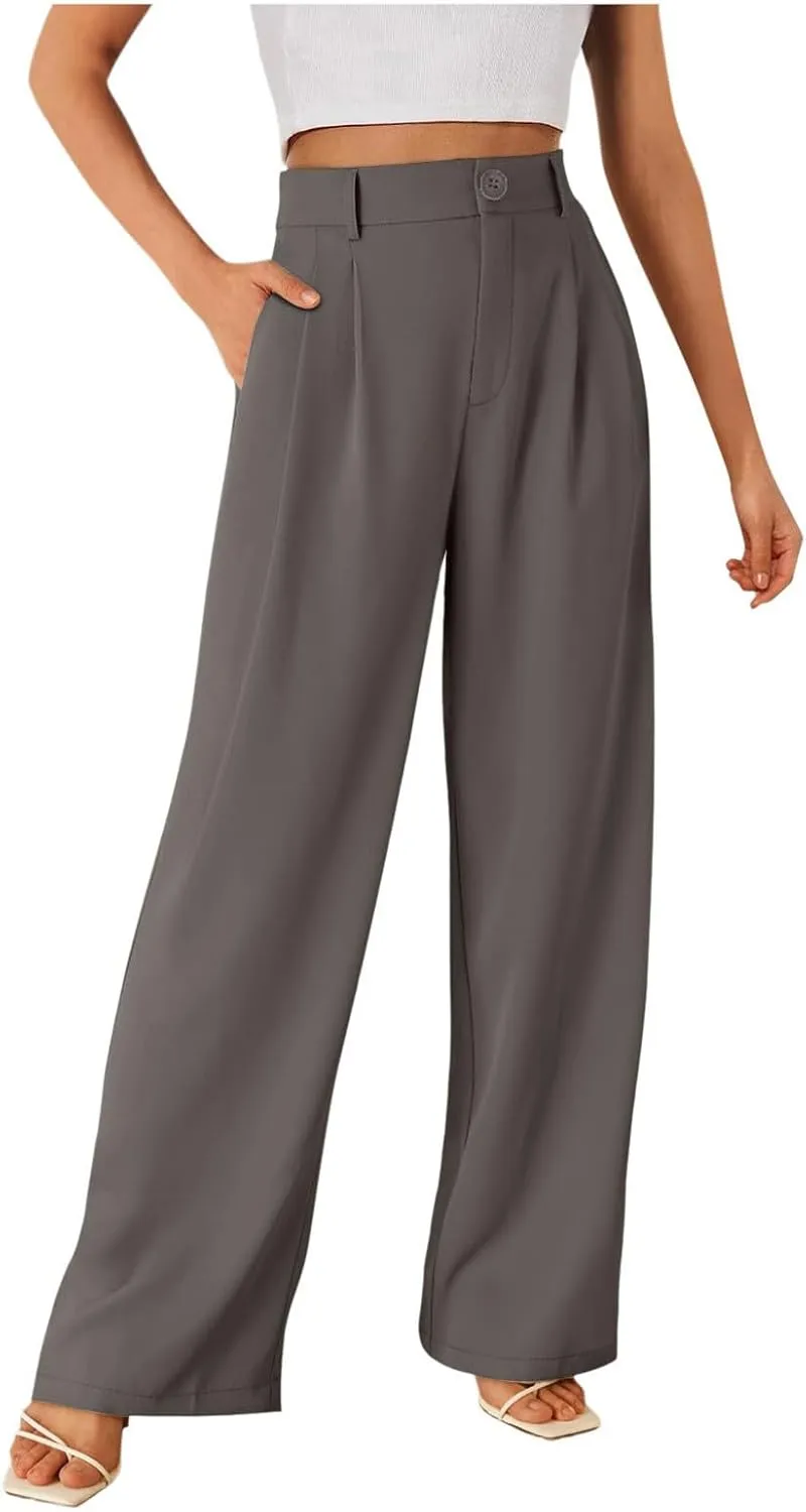 Business Casual Pants for Women Long Women Straight Leg High Waist Pants Going Out Walking Loose Fit Work Trousers