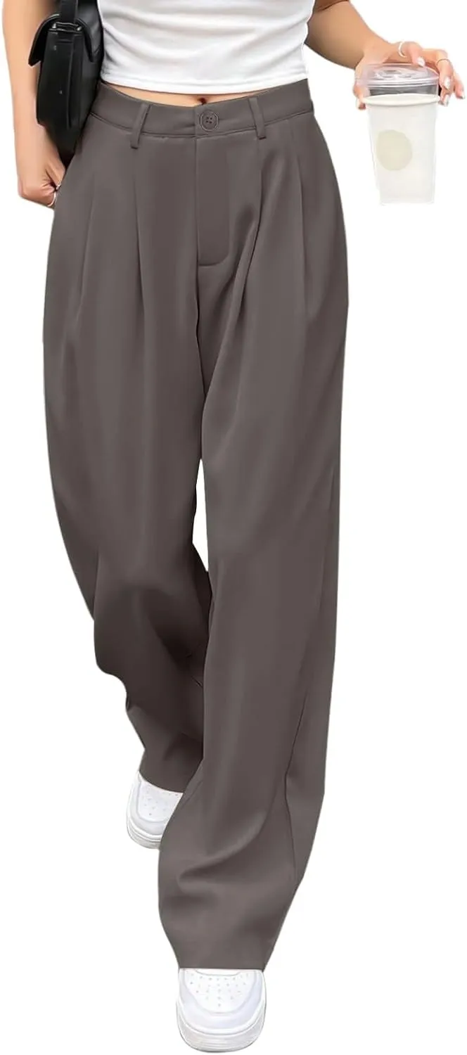 Business Casual Pants for Women Long Women Straight Leg High Waist Pants Going Out Walking Loose Fit Work Trousers