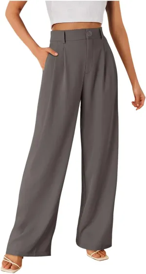 Business Casual Pants for Women Long Women Straight Leg High Waist Pants Going Out Walking Loose Fit Work Trousers