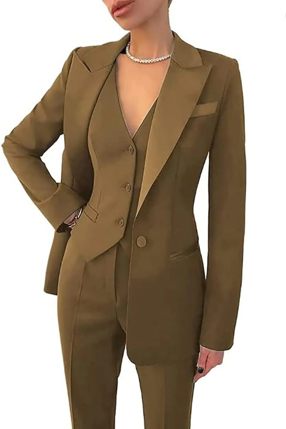 Business Women Suits 3 Piece Office Suit Set Slim Fit Blazer Vest Pants for Women