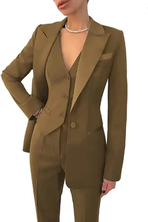 Business Women Suits 3 Piece Office Suit Set Slim Fit Blazer Vest Pants for Women