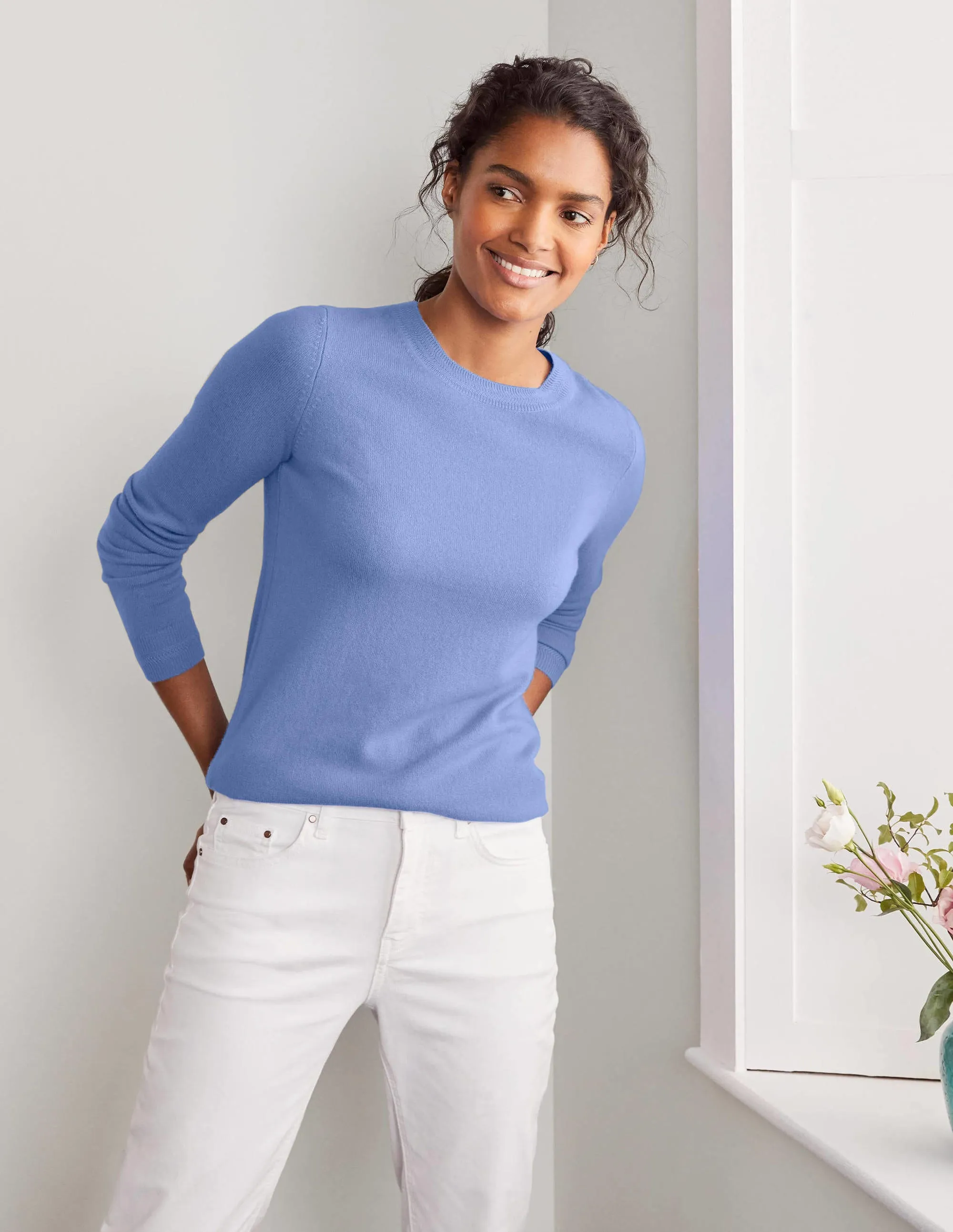 Cashmere Crew Neck Jumper-Gulf Blue