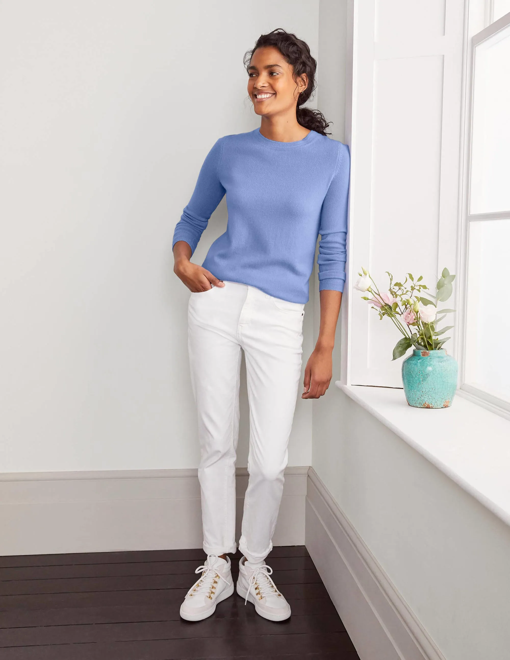 Cashmere Crew Neck Jumper-Gulf Blue
