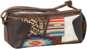 Chaynee Mountain Maddi Makeup Carry All, Leather and Serape Patchwork Design