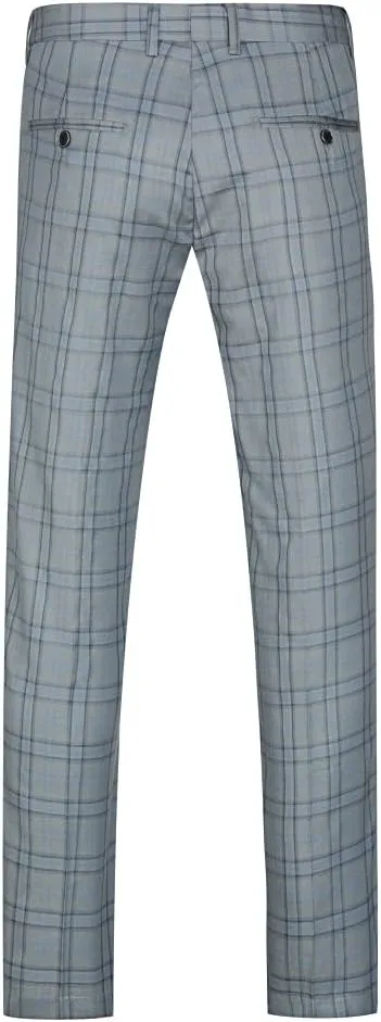 Cloudstyle Mens 2 PCS Plaid Suits Slim Formal Suit Checkered Blazer Jacket Pants