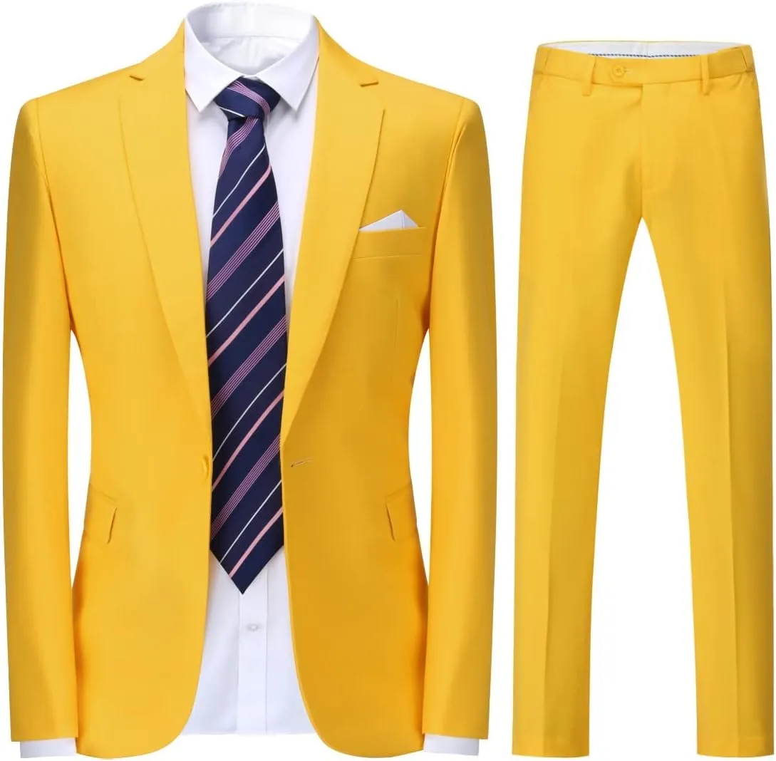 Cloudstyle Men's Suit Single-Breasted One Button Center Vent 2 Pieces Slim Fit Formal Suits