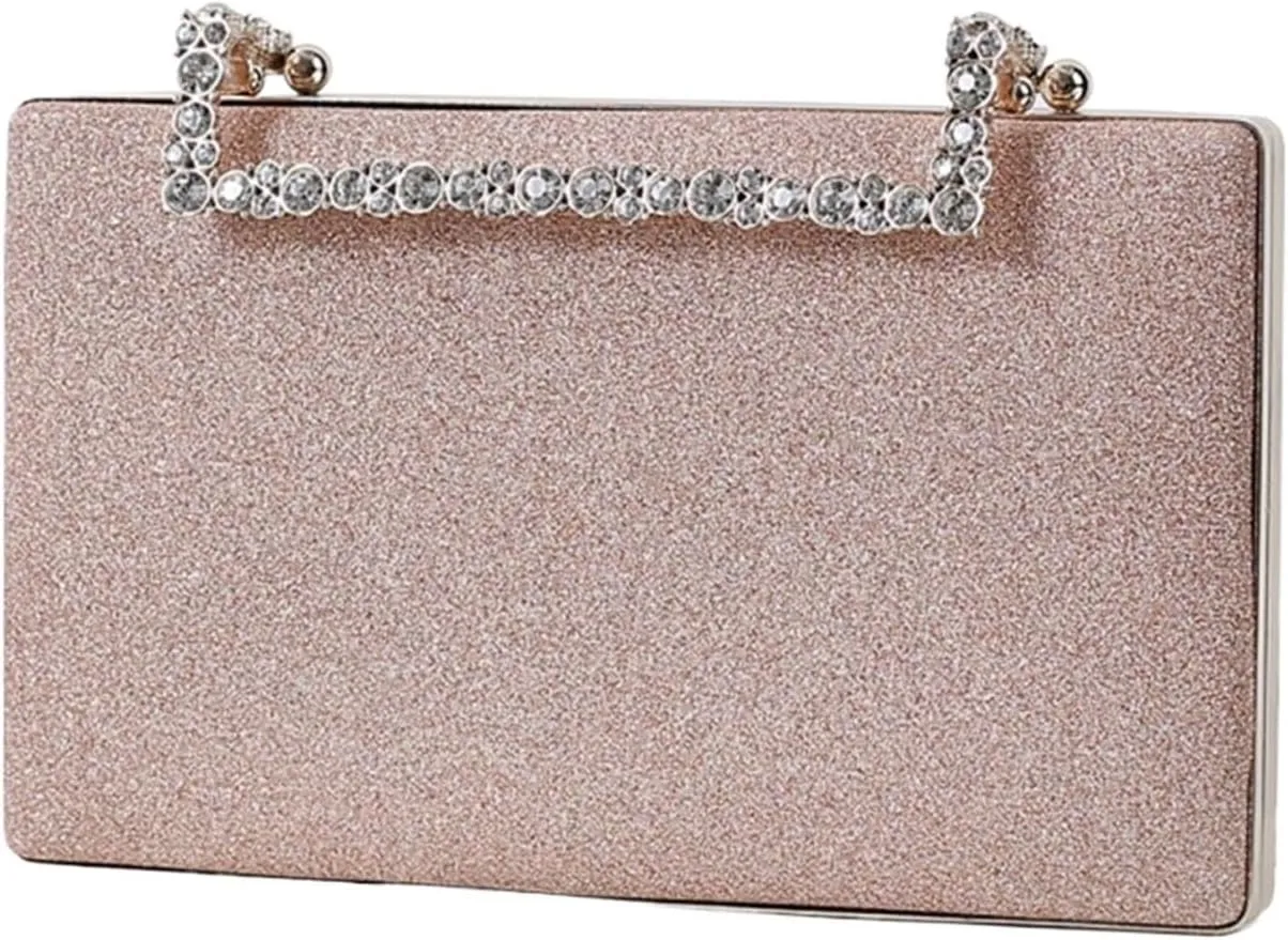 Clutch Purses for Women Elegant Silver Wedding Diamond Evening Clutch Bag for Women Chain Shoulder Purse for Parties and Special Occasions