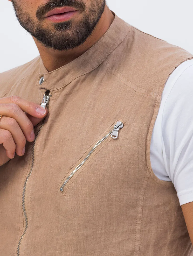 COLT BIKER VEST IN CAMEL