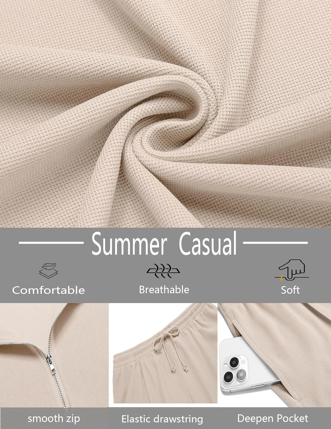 COOFANDY Men's Track Suits 2 Piece Set Quarter Zip Polo Shirt and Shorts Set Summer Casual Outfits