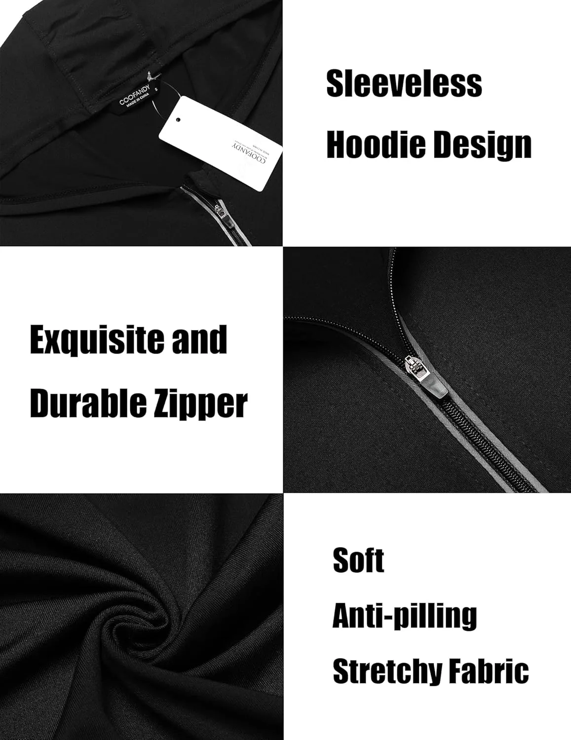 COOFANDY Men's Workout Hooded Tank Tops Zip Up Sleeveless Hoodie Bodybuilding Fitness Gym Muscle Cut Off T Shirt