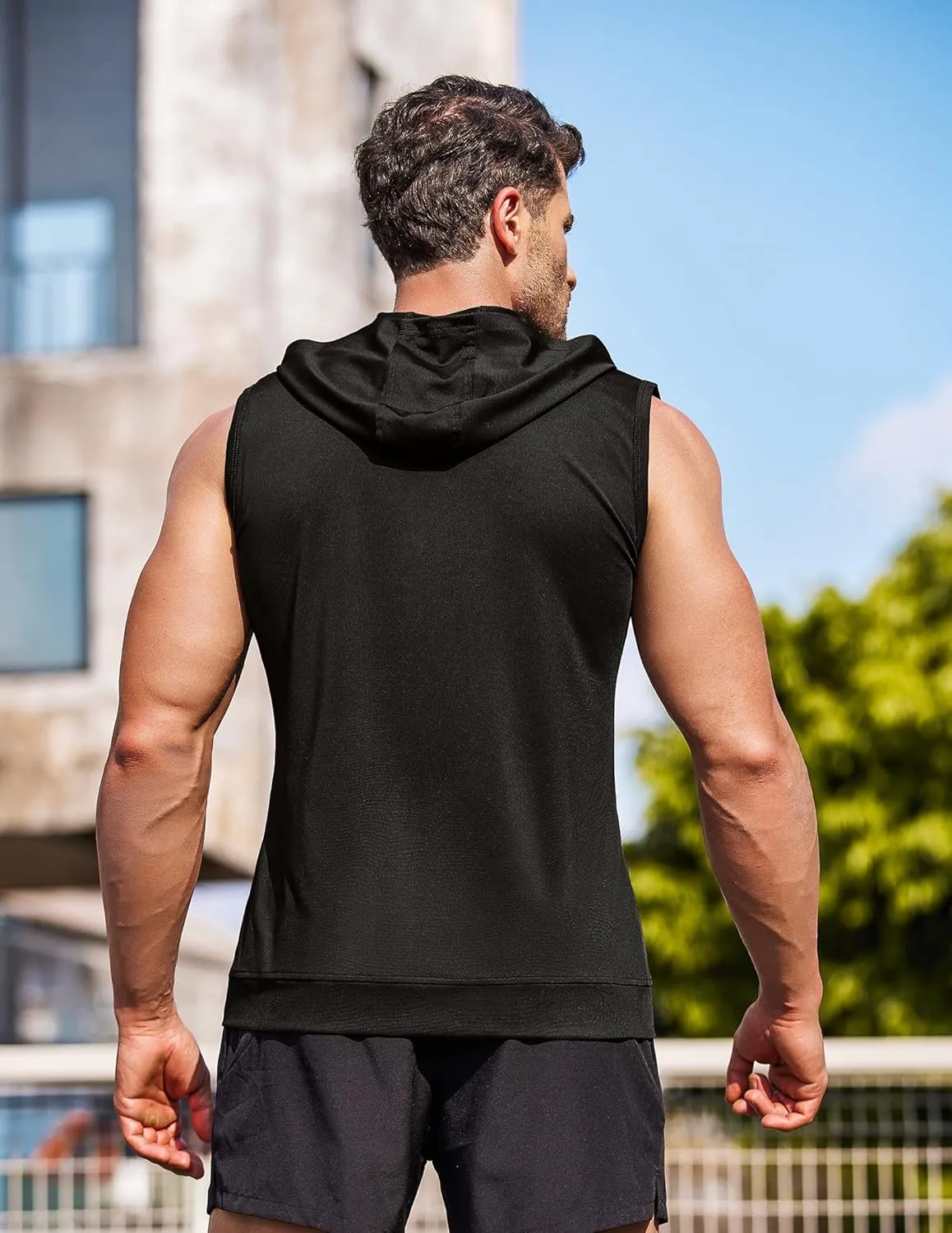 COOFANDY Men's Workout Hooded Tank Tops Zip Up Sleeveless Hoodie Bodybuilding Fitness Gym Muscle Cut Off T Shirt