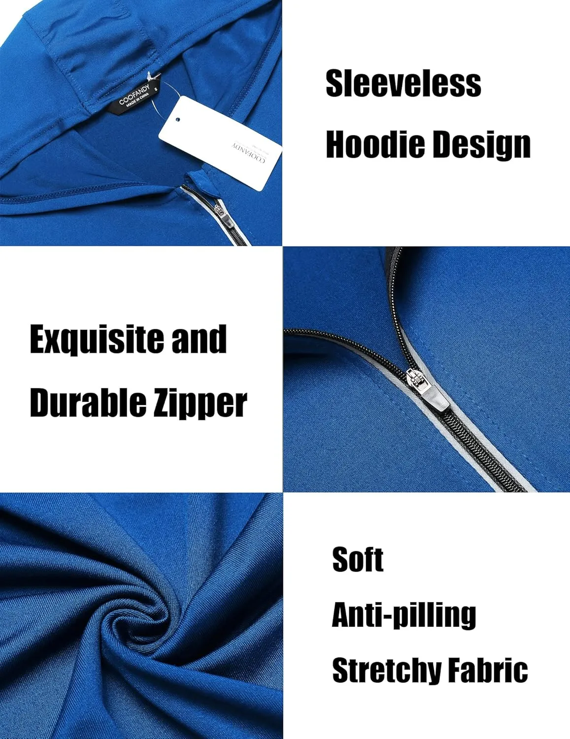 COOFANDY Men's Workout Hooded Tank Tops Zip Up Sleeveless Hoodie Bodybuilding Fitness Gym Muscle Cut Off T Shirt