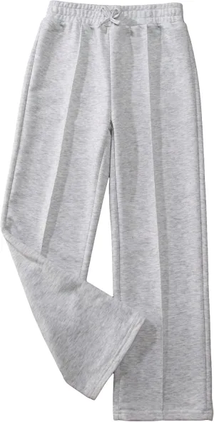 COZYEASE Girls' Wide Leg Sweatpants High Elastic Waist Pants Drawstring Casual Straight Leg Jogger Swearpants with Pocket