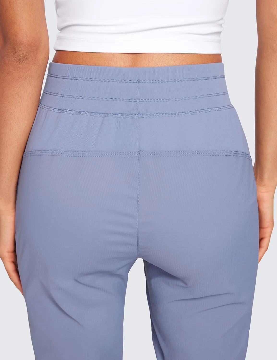 CRZ YOGA Lightweight Straight Leg Workout Pants for Women Casual Ruched Work Gym Athletic Joggers with Pockets