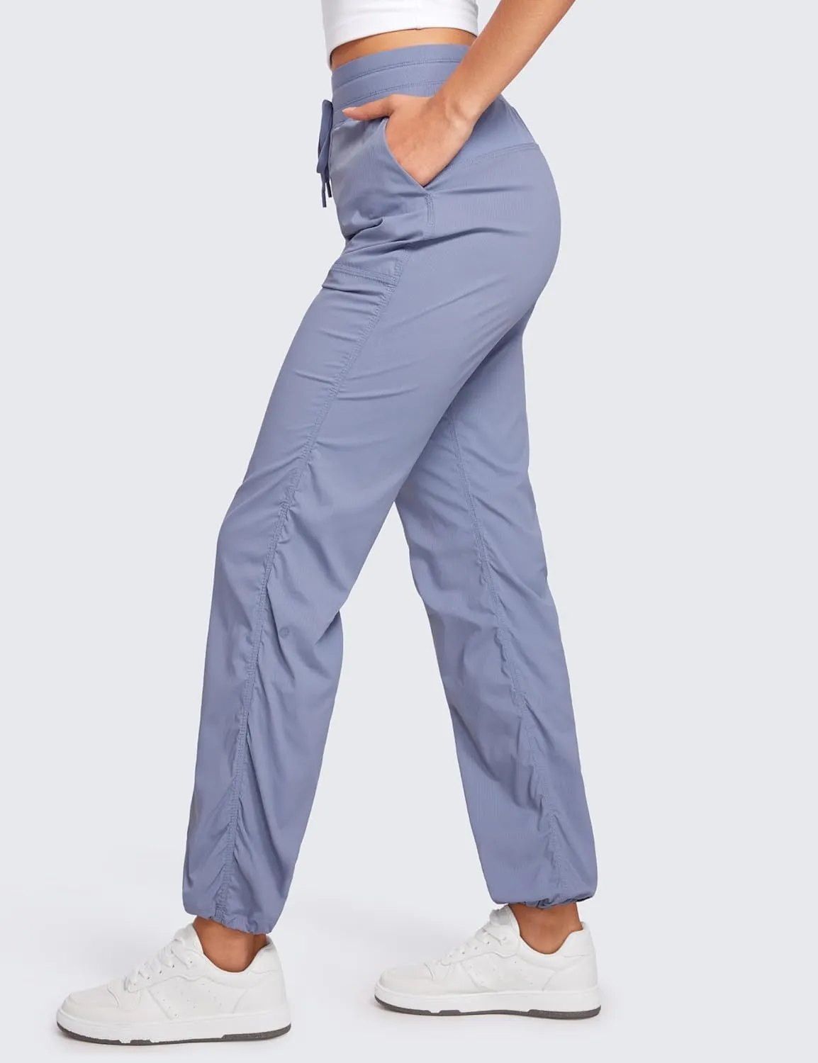 CRZ YOGA Lightweight Straight Leg Workout Pants for Women Casual Ruched Work Gym Athletic Joggers with Pockets