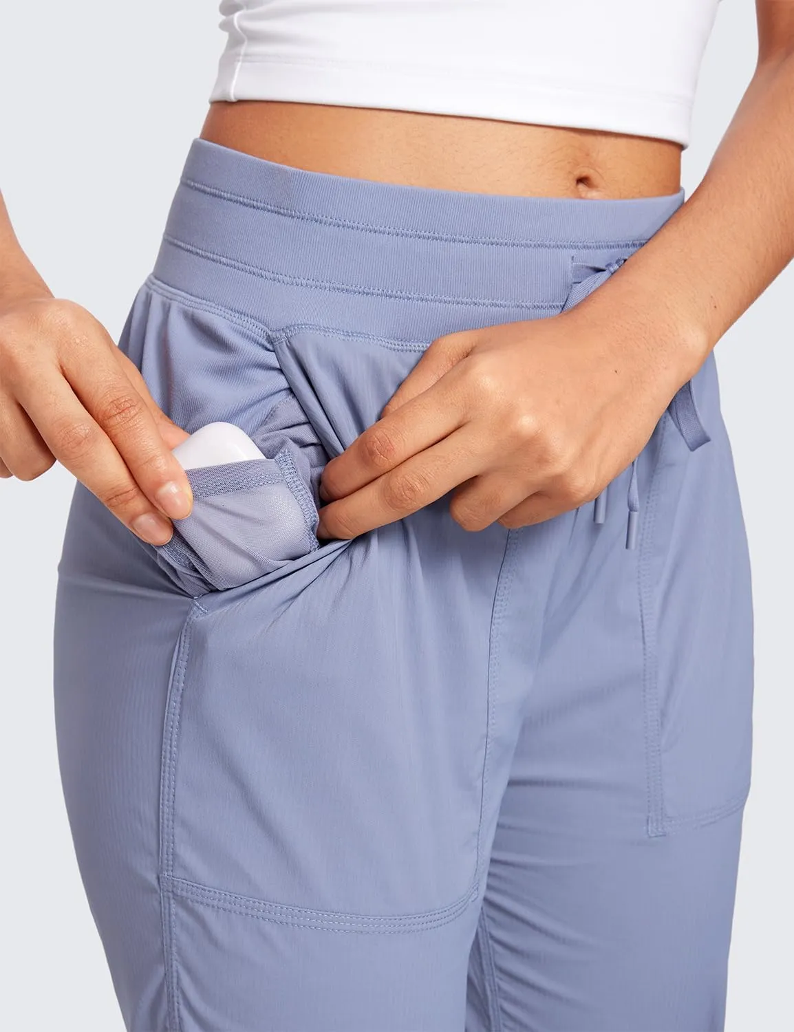 CRZ YOGA Lightweight Straight Leg Workout Pants for Women Casual Ruched Work Gym Athletic Joggers with Pockets
