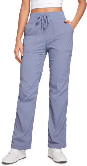 CRZ YOGA Lightweight Straight Leg Workout Pants for Women Casual Ruched Work Gym Athletic Joggers with Pockets