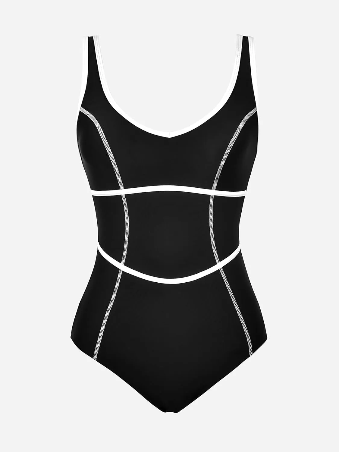 CUPSHE Women's One Piece Swimsuit Scoop Neck Bathing Suit Color Block Adjustable Wide Straps