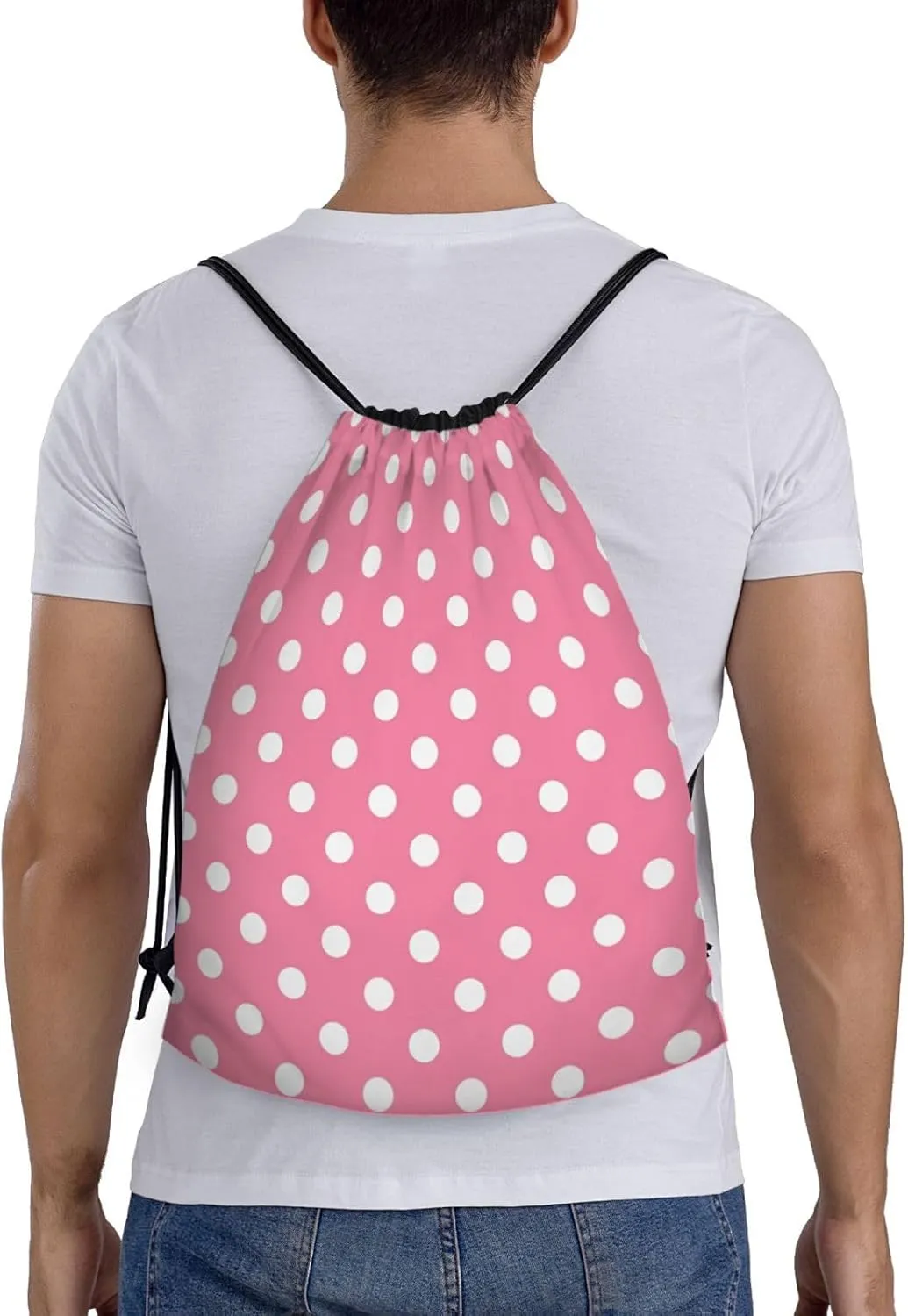 Cute Polka Dots Drawstring Bags Backpack Bag Casual String Daypack for Women Men Sport Gym Yoga Travel Backpacks