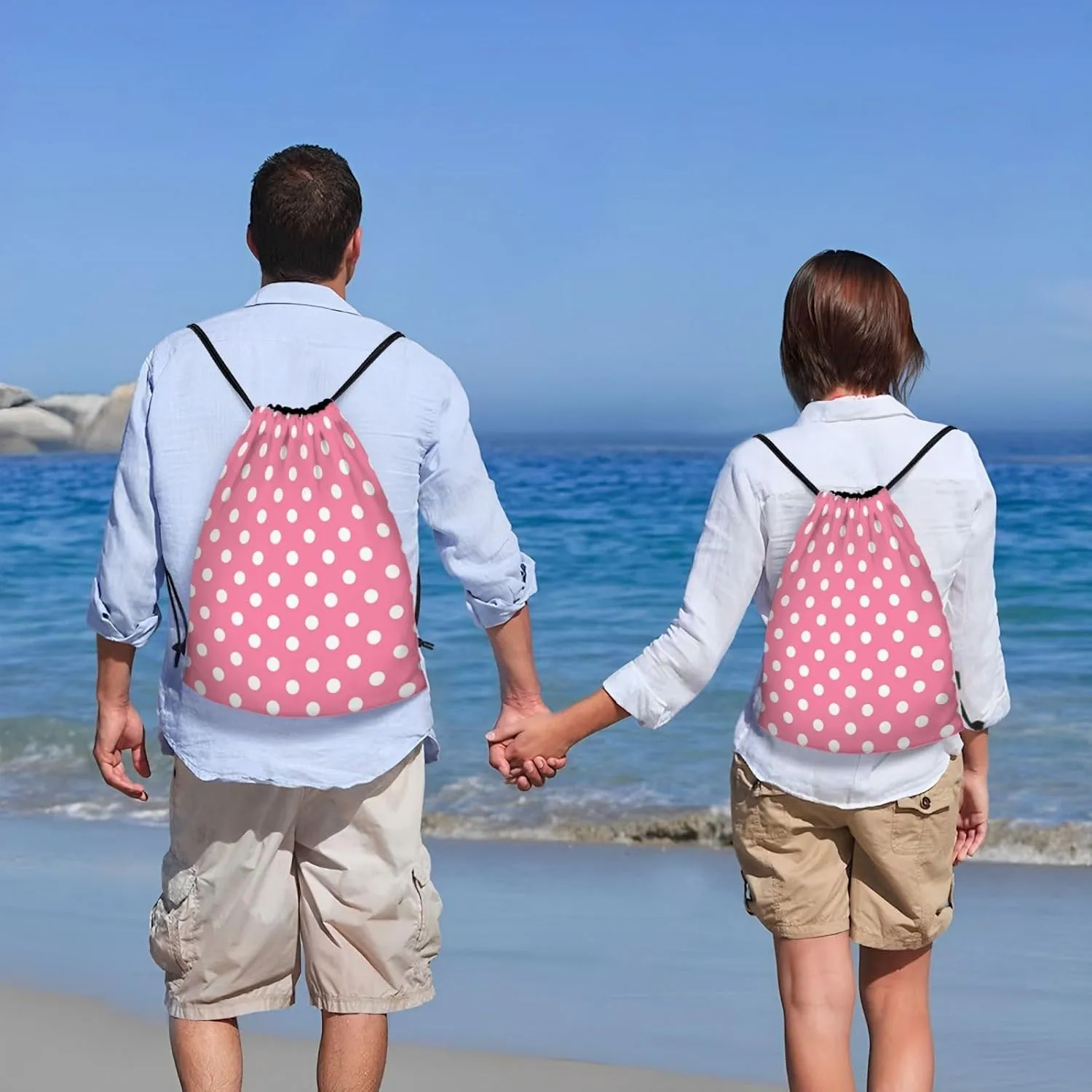 Cute Polka Dots Drawstring Bags Backpack Bag Casual String Daypack for Women Men Sport Gym Yoga Travel Backpacks