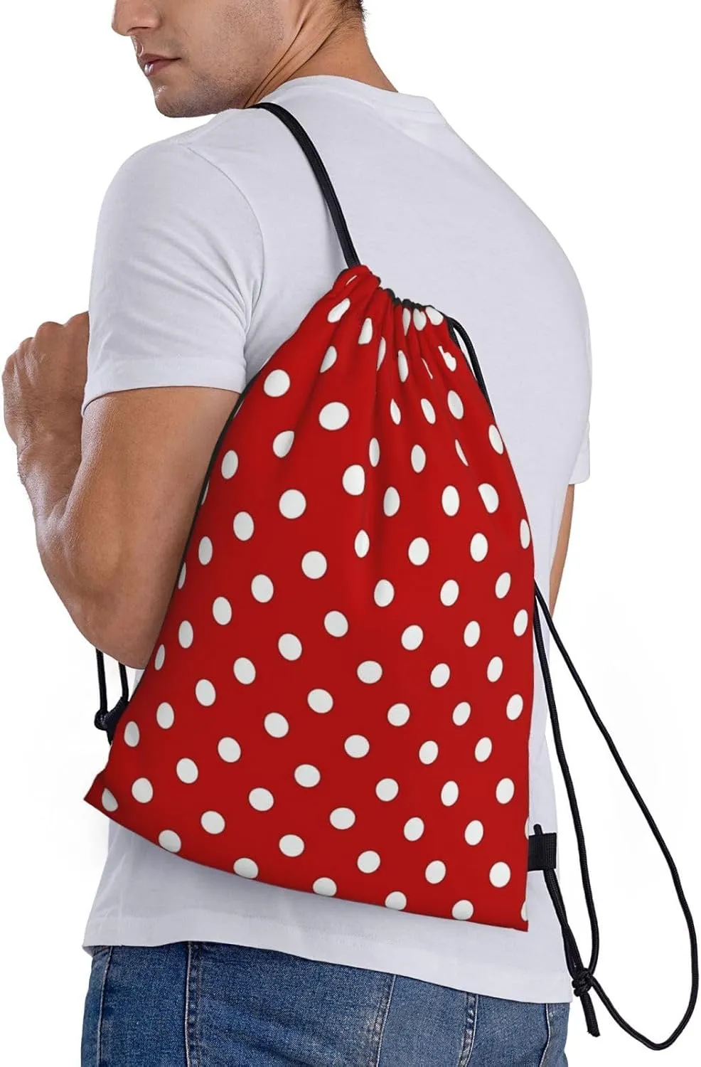 Cute Polka Dots Drawstring Bags Backpack Bag Casual String Daypack for Women Men Sport Gym Yoga Travel Backpacks