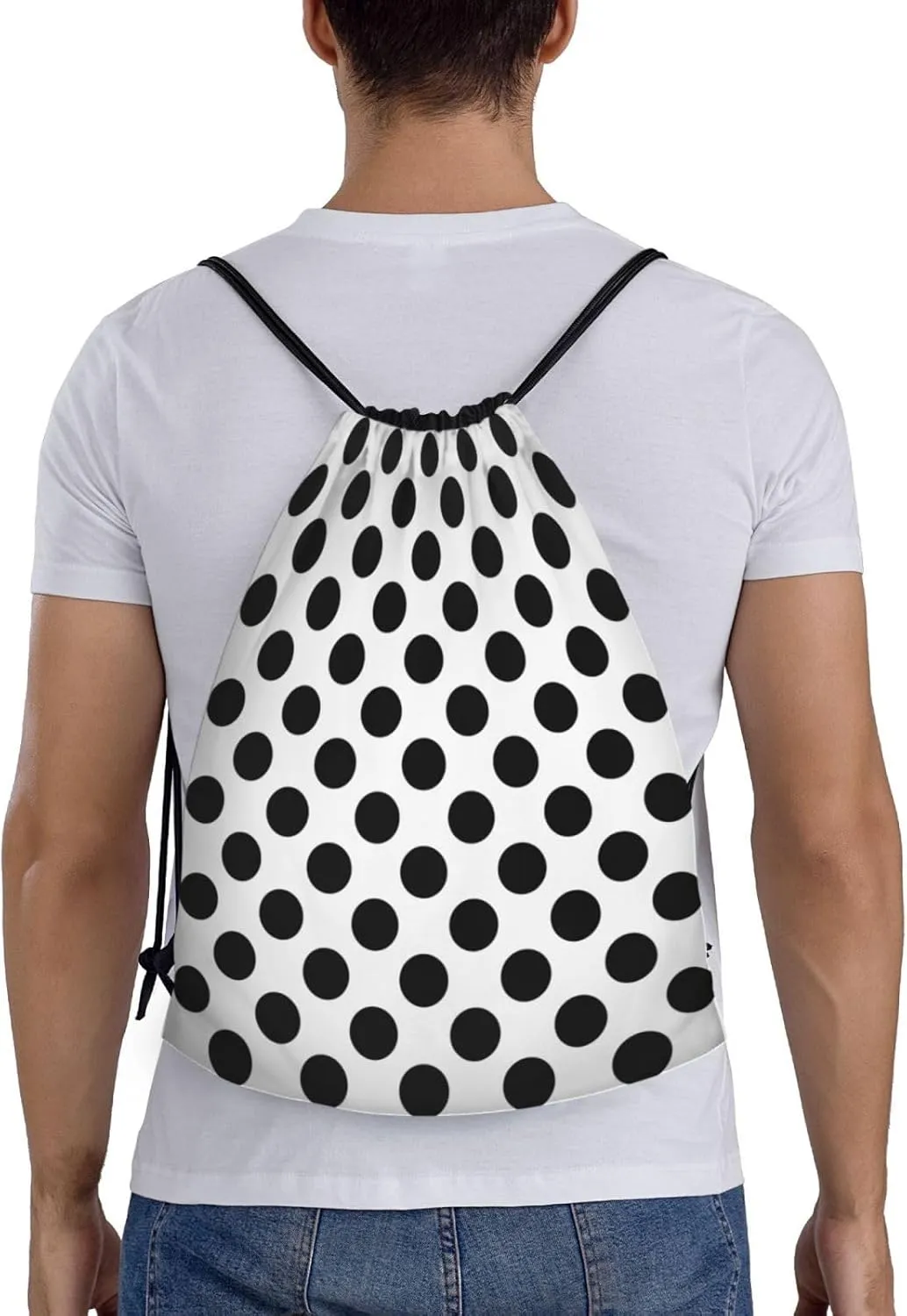 Cute Polka Dots Drawstring Bags Backpack Bag Casual String Daypack for Women Men Sport Gym Yoga Travel Backpacks