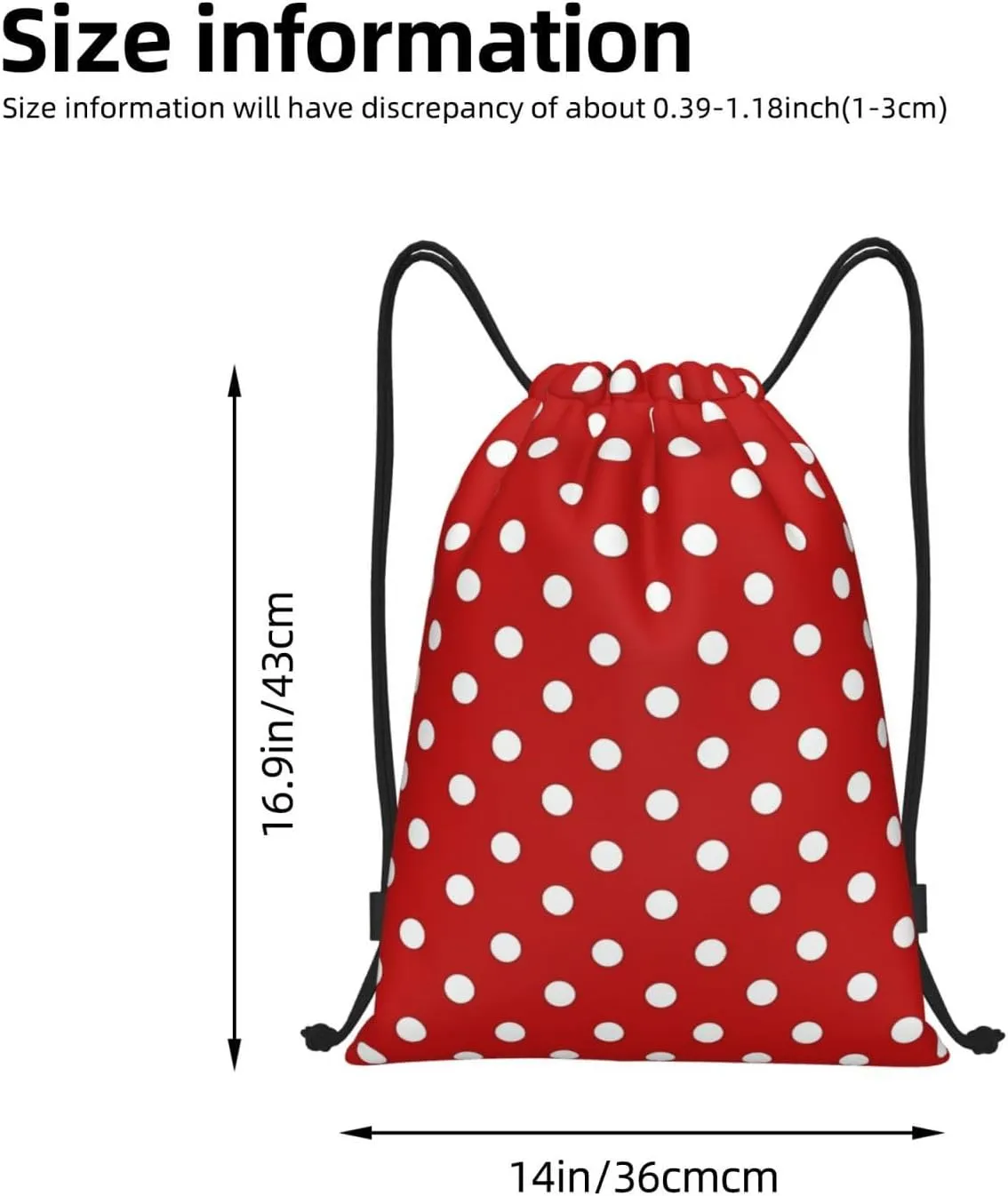 Cute Polka Dots Drawstring Bags Backpack Bag Casual String Daypack for Women Men Sport Gym Yoga Travel Backpacks