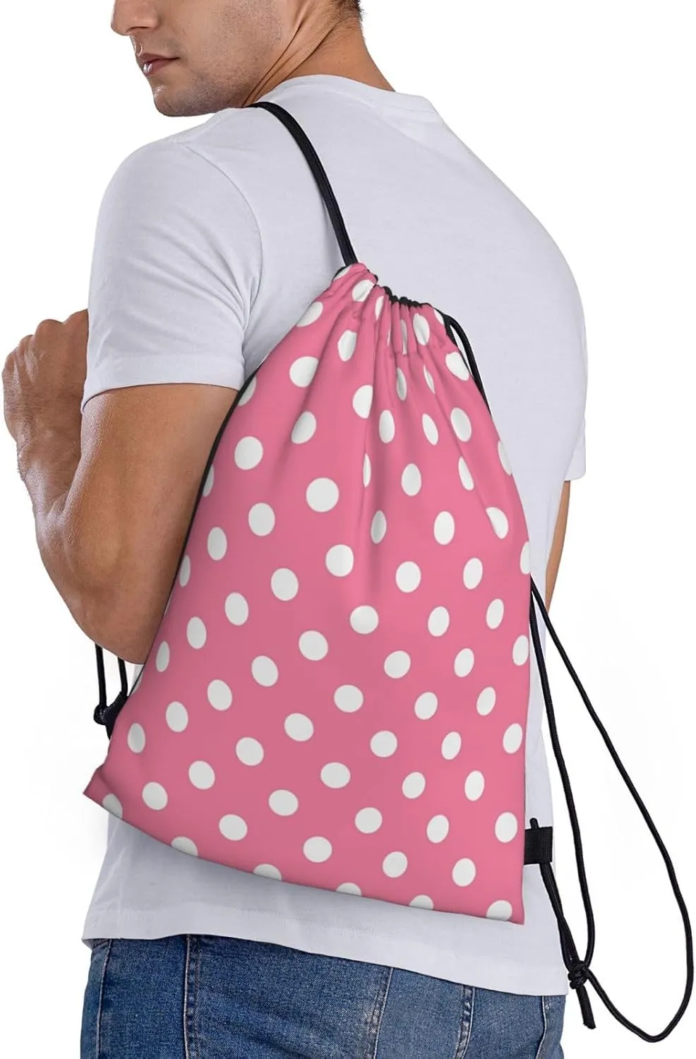 Cute Polka Dots Drawstring Bags Backpack Bag Casual String Daypack for Women Men Sport Gym Yoga Travel Backpacks