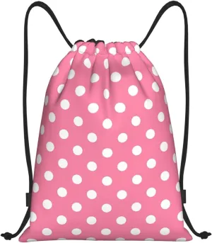Cute Polka Dots Drawstring Bags Backpack Bag Casual String Daypack for Women Men Sport Gym Yoga Travel Backpacks