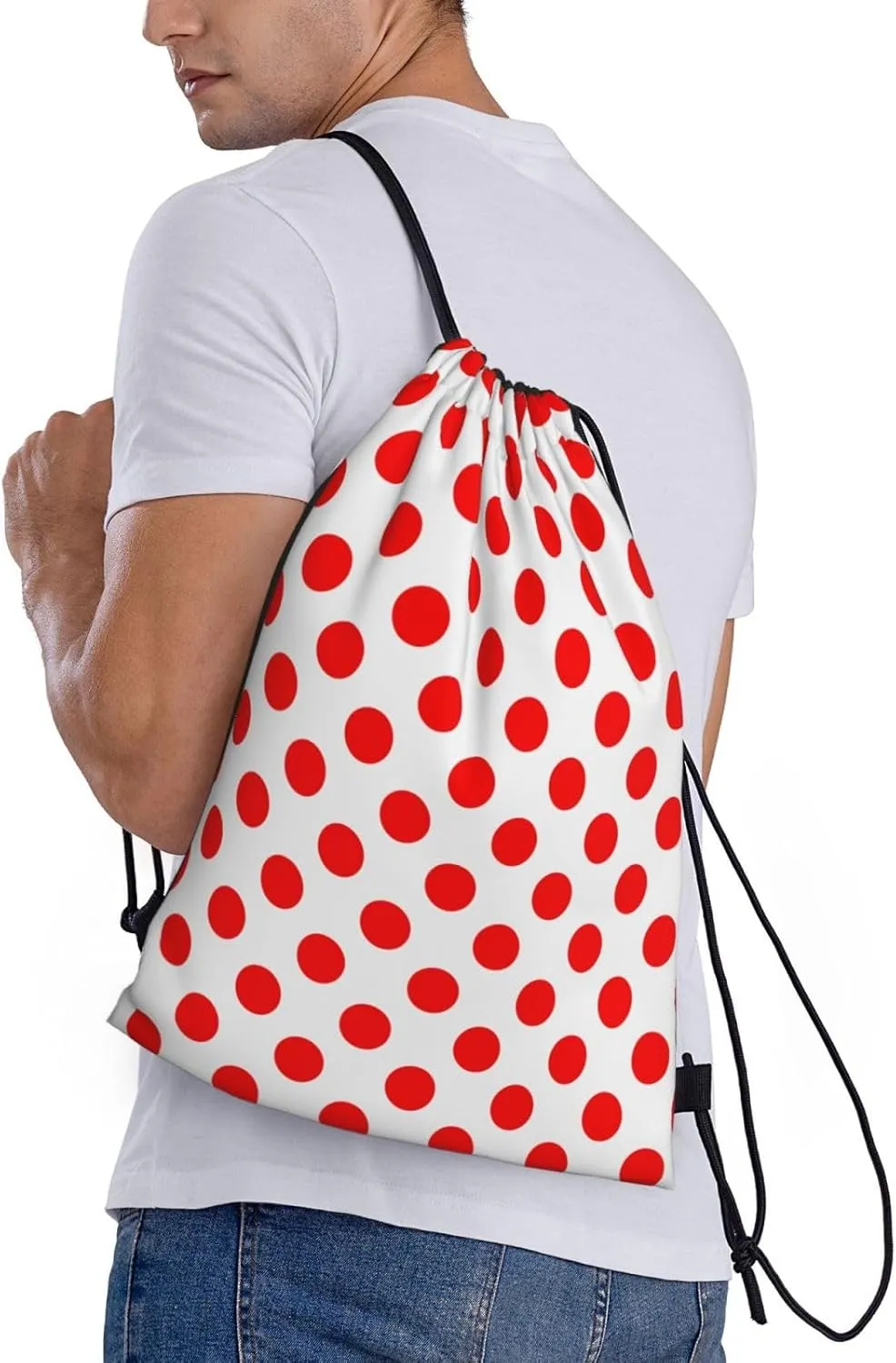 Cute Polka Dots Drawstring Bags Backpack Bag Casual String Daypack for Women Men Sport Gym Yoga Travel Backpacks
