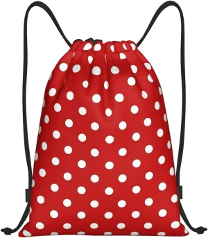 Cute Polka Dots Drawstring Bags Backpack Bag Casual String Daypack for Women Men Sport Gym Yoga Travel Backpacks