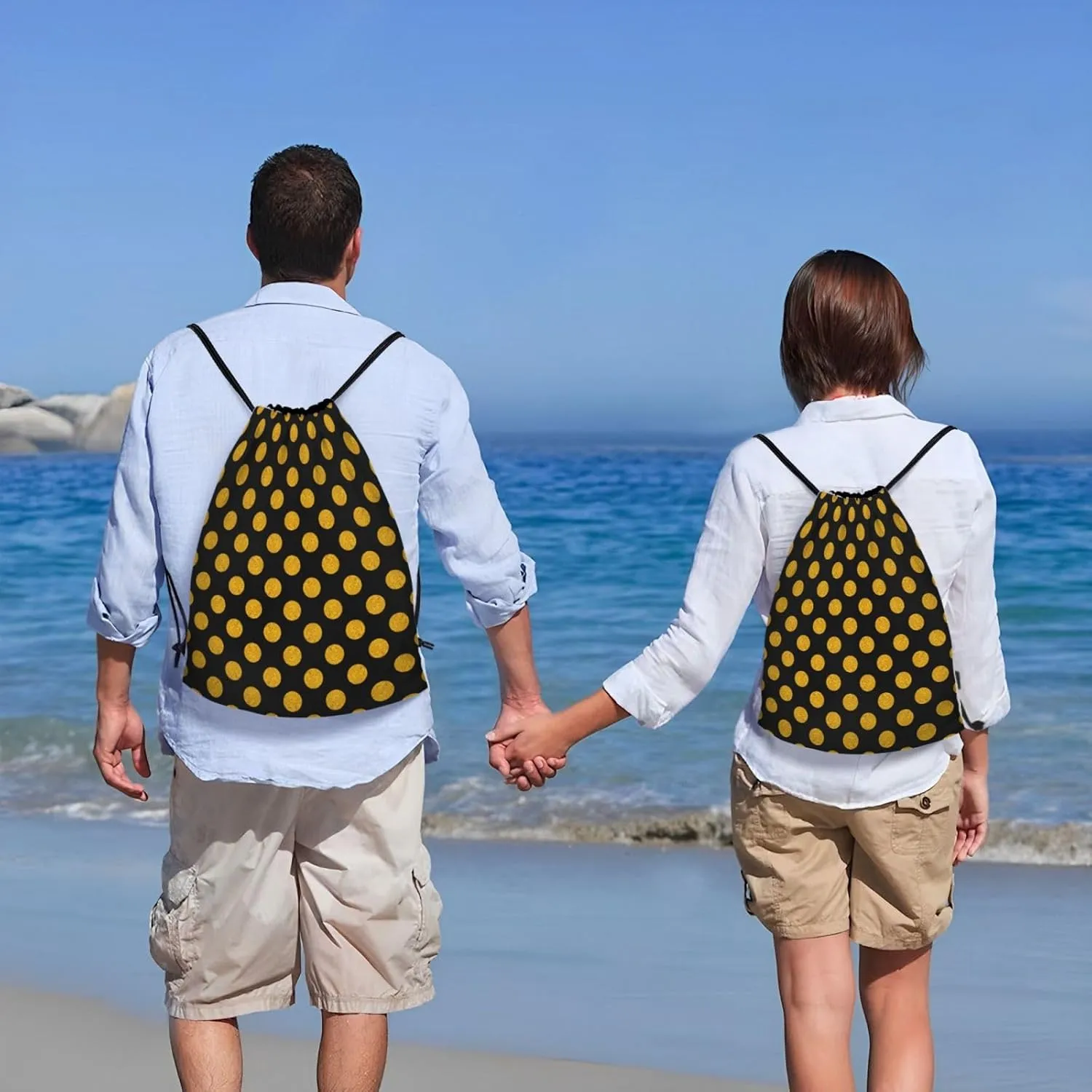 Cute Polka Dots Drawstring Bags Backpack Bag Casual String Daypack for Women Men Sport Gym Yoga Travel Backpacks
