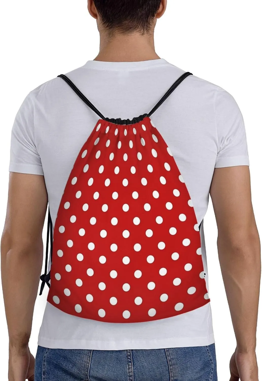 Cute Polka Dots Drawstring Bags Backpack Bag Casual String Daypack for Women Men Sport Gym Yoga Travel Backpacks
