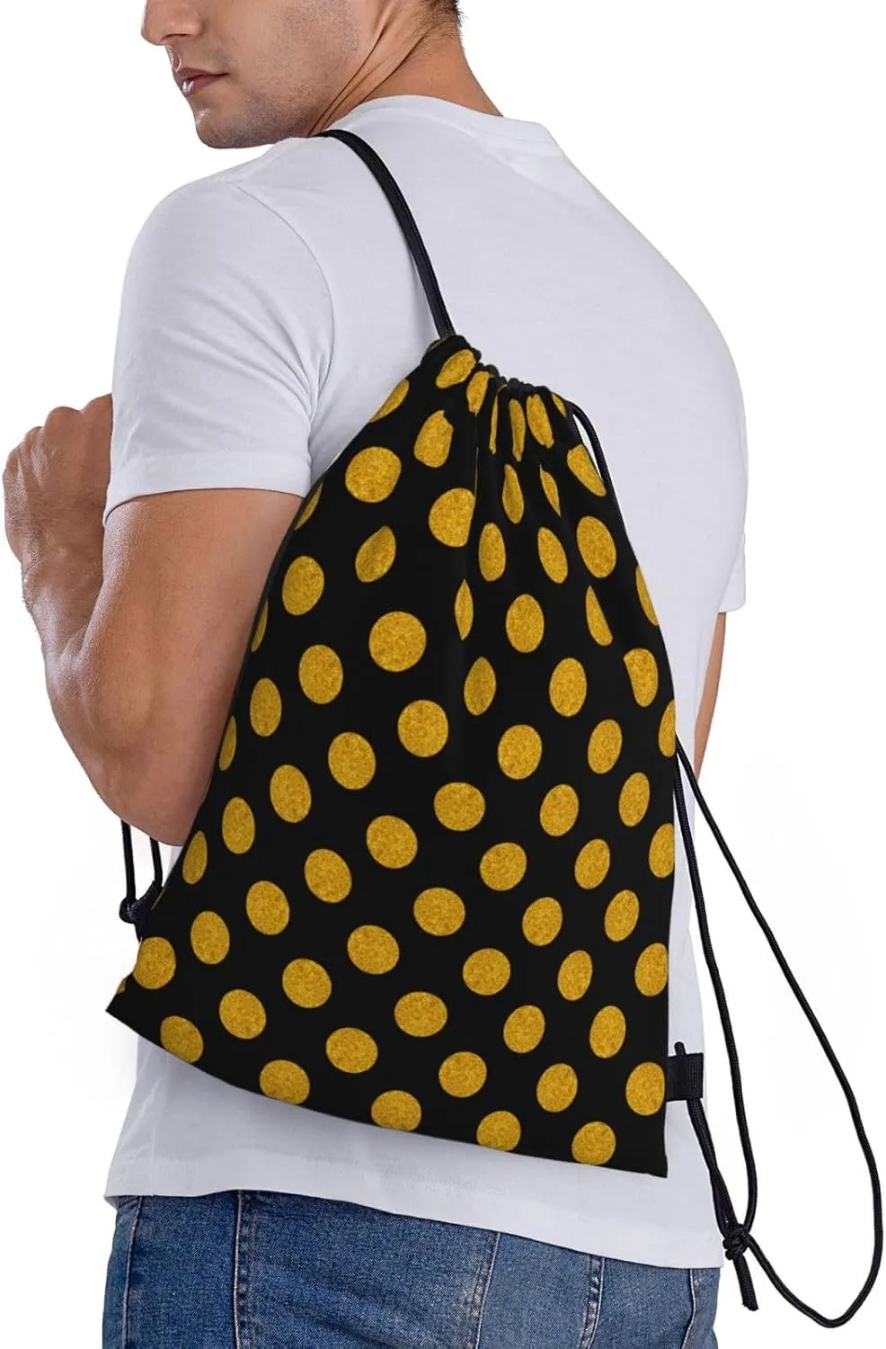Cute Polka Dots Drawstring Bags Backpack Bag Casual String Daypack for Women Men Sport Gym Yoga Travel Backpacks