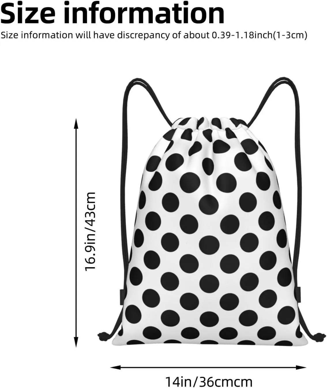 Cute Polka Dots Drawstring Bags Backpack Bag Casual String Daypack for Women Men Sport Gym Yoga Travel Backpacks
