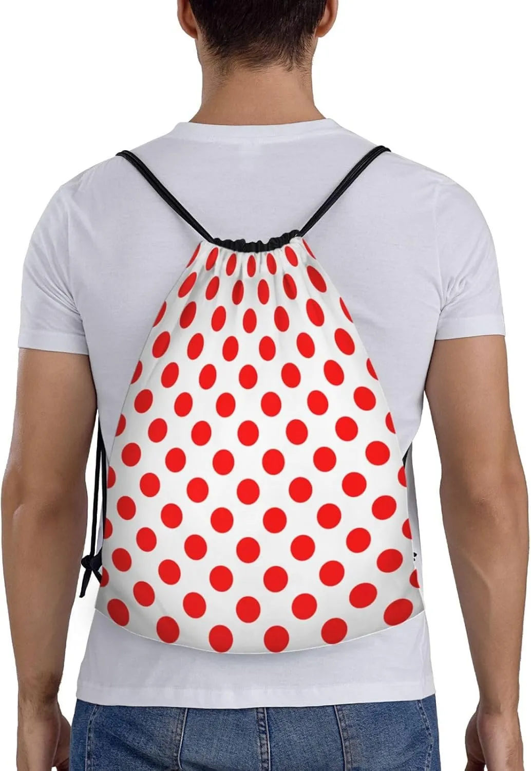 Cute Polka Dots Drawstring Bags Backpack Bag Casual String Daypack for Women Men Sport Gym Yoga Travel Backpacks