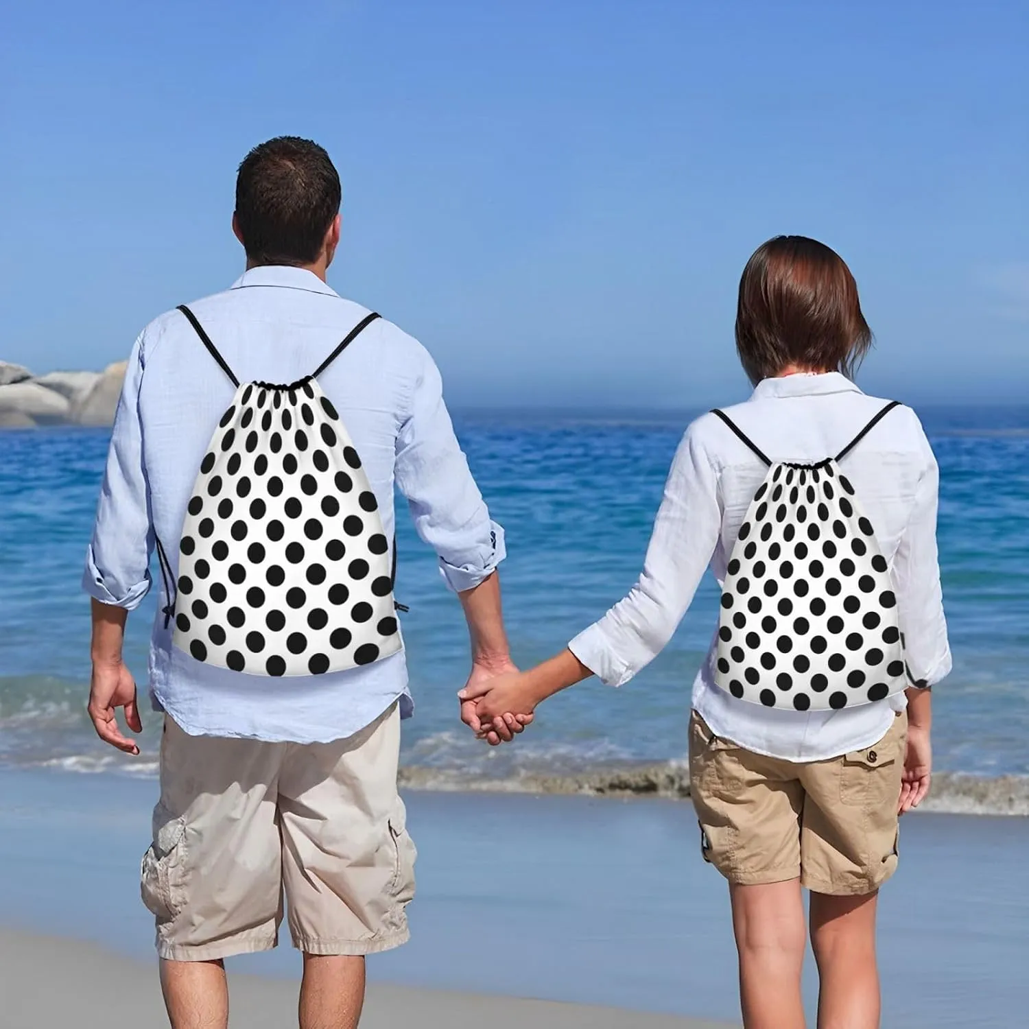 Cute Polka Dots Drawstring Bags Backpack Bag Casual String Daypack for Women Men Sport Gym Yoga Travel Backpacks